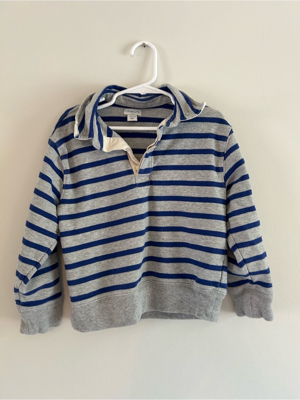 Crewcuts Gray & Navy Striped Hooded Knit Pullover
